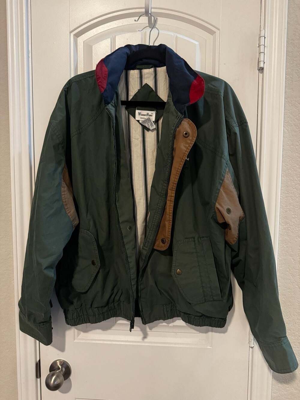 Vintage Winner Mate Green Bomber Jacket with  Site Embroidery gorpcore